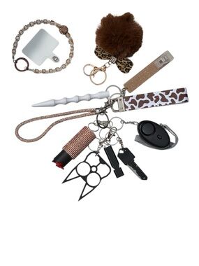 Deluxe Champagne Bling Multi-Tool Safety Keychain Set + 2 Bonus Gifts